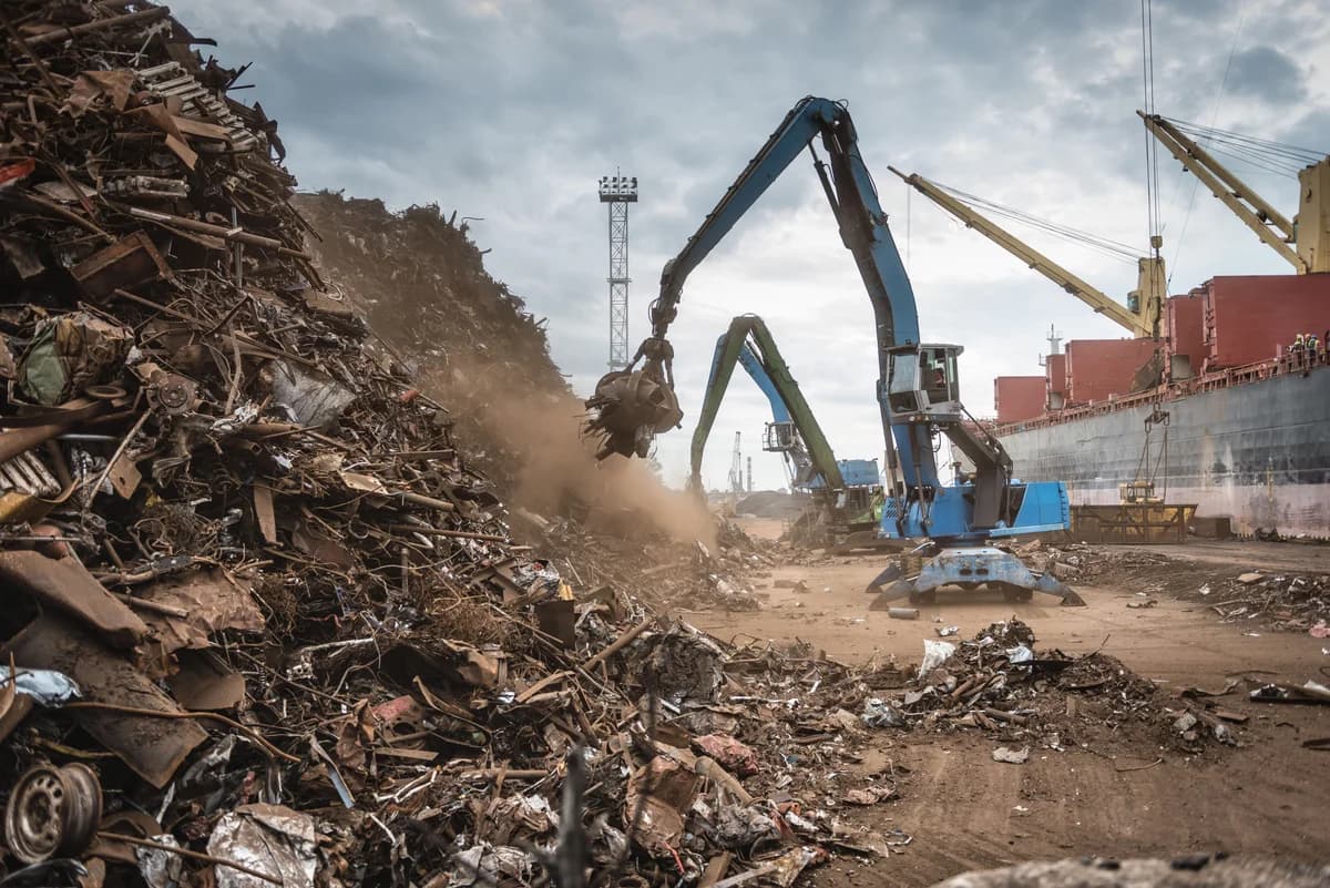 industrial site with scraps on it